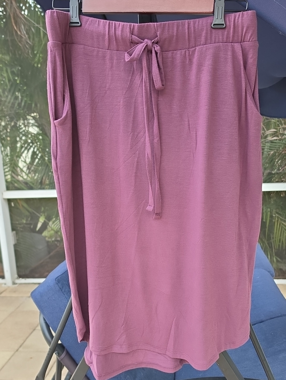 ZENANA Outfitters Rose-Mauve Drawstring Midi Skirt with Pockets